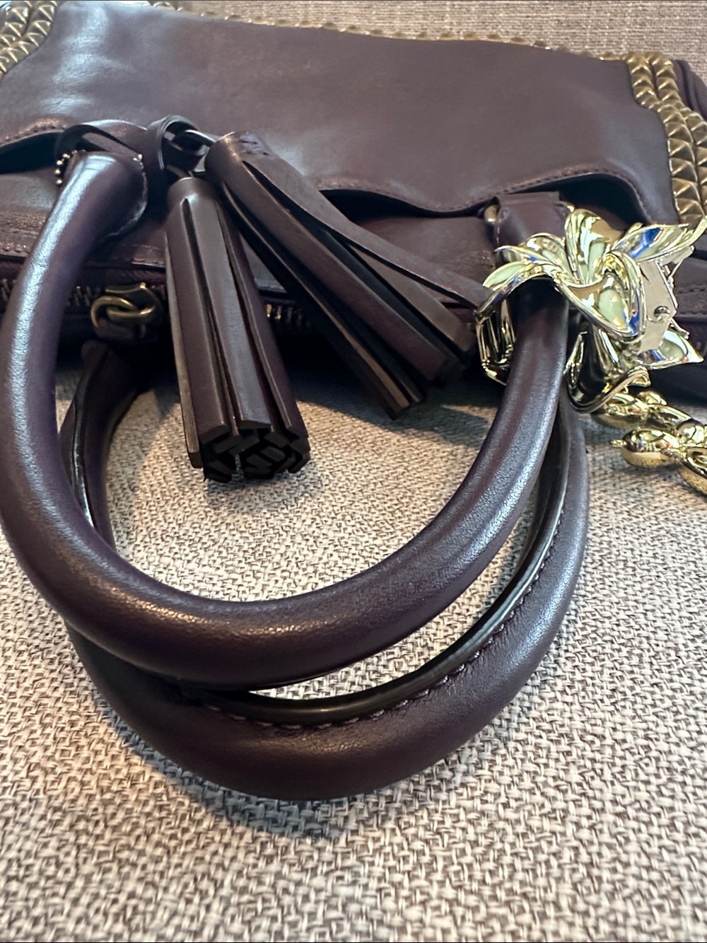 Coach Legacy Studded Haley Satchel. Plum/purple .Style 26404 - Picture 16 of 16
